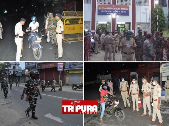 Markets in Urban Tripura Shutter Downed as 11 Hours Curfew from 6 PM to 5 AM started to Control Covid-19 : Huge Security, Police Forces Deployed on Road 