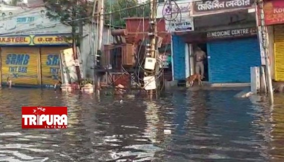 Water logging hits normal lives in Capital City Agartala after Rain 