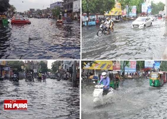 Biplab Deb's Promise About 'No Water-Logging problems' Washed Away as Flood like Situations Blocked Agartala City's various Routes after Season's First Rain : Water-Logging drowns much hyped Agartala SMART City under Water