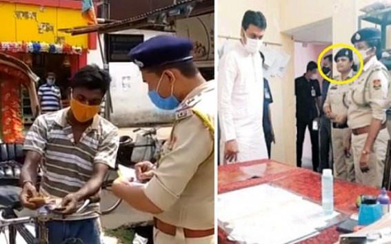 Unmasked cop with CM raised Public Eyebrows on Rs. 200 fine on common men Unmasked cop with CM raised Public Eyebrows on Rs. 200 fine on common men