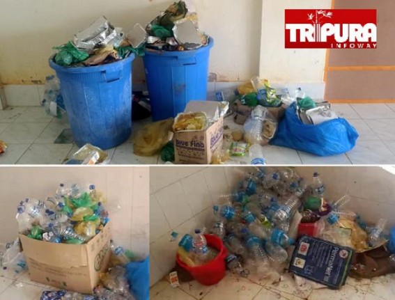 Unhygienic Condition in South Tripura Covid Care Centre : Patients are bound to clean Toilet, Bathroom by themselves under Biplab's HIRA Govt : Bulks of Garbage, Dirty Smells inside Covid Care Centre