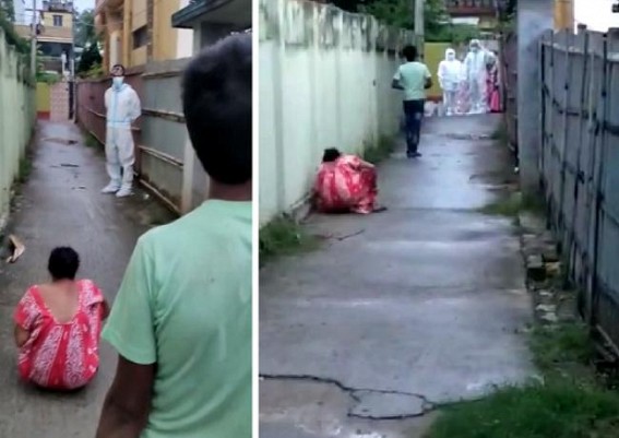 Viral Video : Negligence of State Govt Health Staff led Covid Serious Patient to Crawl on Road Viral Video : Negligence of State Govt Health Staff led Covid Serious Patient to Crawl on Road