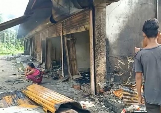 12 Shops Burnt into ashes in Belonia, Hrishyamukh 