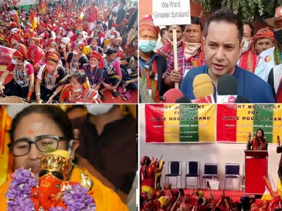 Ahead of Bengal CM Mamata Banerjee's meeting with Maharashtra CM Uddhav Thackeray, Shiv Sena Party Extended Supports for 'Greater Tipraland' Protest in Delhi : Raised Slogan ‘Joy Tripura, Joy Triprasa’ Ahead of Bengal CM Mamata Banerjee's meeting with Maharashtra CM Uddhav Thackeray, Shiv Sena Party Extended Supports for 'Greater Tipraland' Protest in Delhi : Raised Slogan ‘Joy Tripura, Joy Triprasa’