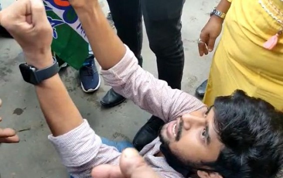 BJP, Trinamool Face-Off in Airport Road on Abhishek Banerjee's Arrival Day : 'Joy Shree Ram' Vs. 'Joy Tripura' Slogan erupted Tension BJP, Trinamool Face-Off in Airport Road on Abhishek Banerjee's Arrival Day : 'Joy Shree Ram' Vs. 'Joy Tripura' Slogan erupted Tension