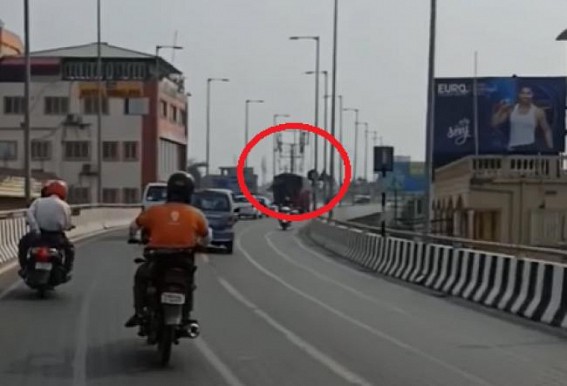 Trucks plying on Agartala Flyover Trucks plying on Agartala Flyover