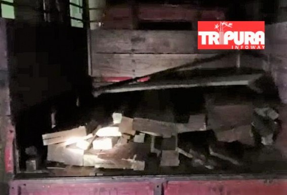 Huge amount of timbers were detained while smuggling, Amarpur Huge amount of timbers were detained while smuggling, Amarpur