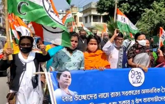 TMC Protested against Hawker Eviction by BJP Govt in Tripura