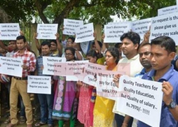 Fixed Pay Scale employees demand regularization : Another Election JUMLA by Tripura BJP