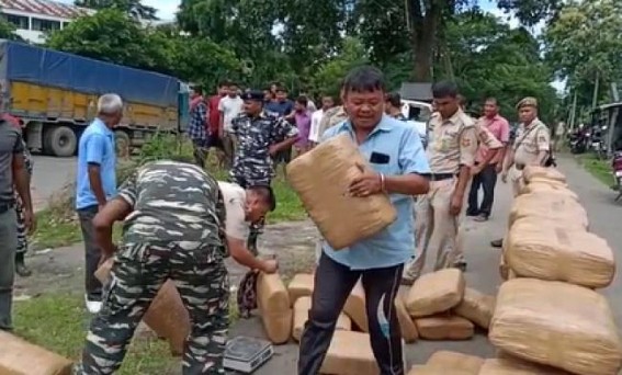 1451 KG Ganja Seized from Truck, Oil Tank in Teliamura 1451 KG Ganja Seized from Truck, Oil Tank in Teliamura