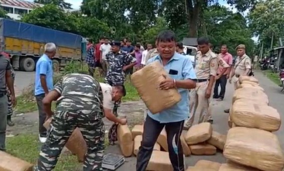 1451 KG Ganja Seized from Truck, Oil Tank in Teliamura