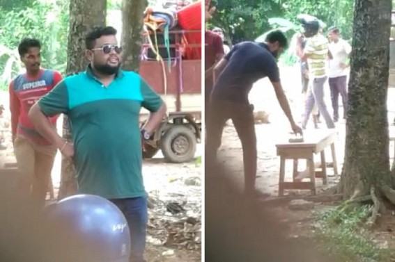 BJP criminals were caught on Camera vandalizing Opposition Congress’s dais BJP criminals were caught on Camera vandalizing Opposition Congress’s dais