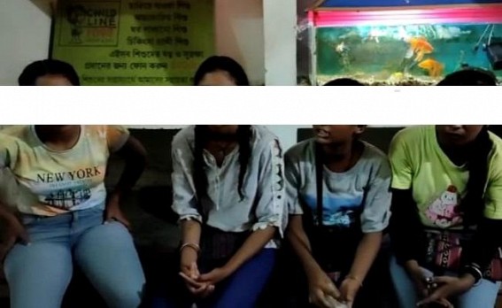 4 minor girls were detained by Battala outpost police for allegedly taking money from Public on the road