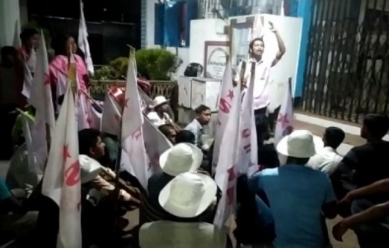 SFI Gheraoed Khowai Police Station protesting against harassment of SFI leader by Police