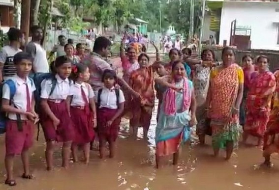 SMART City Agartala’s various areas hit by Water Logging Problems : Locals protested in Barjala against water logging problems in locality