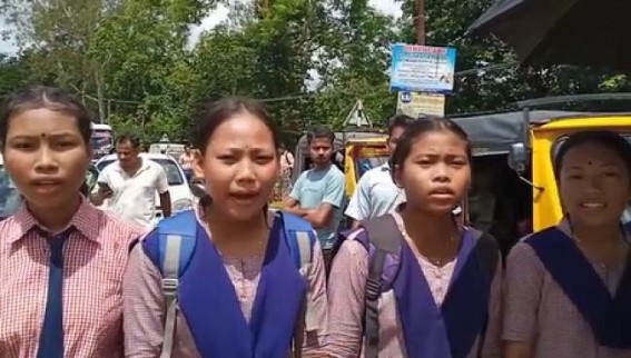 Teachers’ Crisis : Students blocked the Agartala-Sabroom National Highway in protest against Teacher’s Transfer