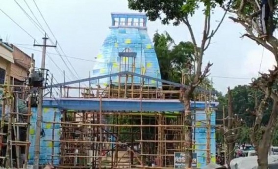 Rajdoot Club in Teliamura makes Kedarnath temple for Durga Puja pandal