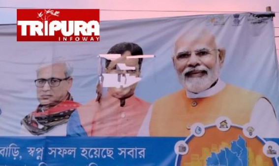 Tripura BJP’s Infighting (Manik Vs. Biplab): CM Manik Saha’s faces were damaged in Sushashan-Banners across Kailashahar: BJP demands CID Investigation