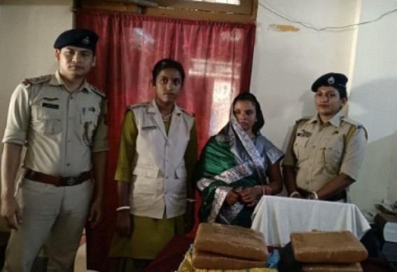 Teliamura PS Police detained a woman with Cannabis from Trishabari railway station while smuggling Teliamura PS Police detained a woman with Cannabis from Trishabari railway station while smuggling