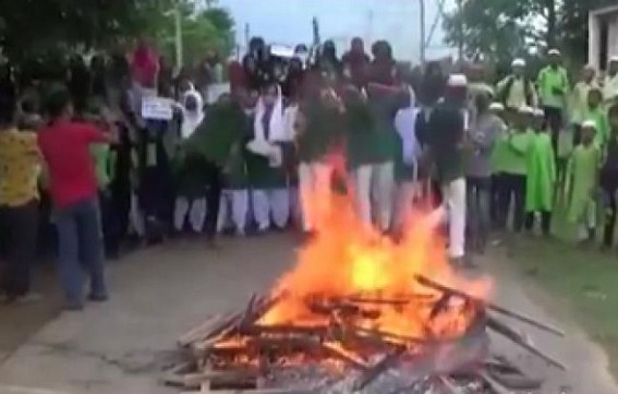 Madrassa students blocked road by setting fire on tires in Premtala-Kurti main road over teacher and infrastructural crisis
