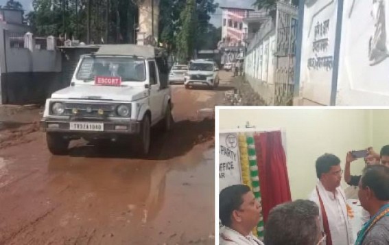 Protests staged before CM’s arrival in Kailashahar over Pathetic Road Conditions : Local BJP leaders Criticized BJP Govt