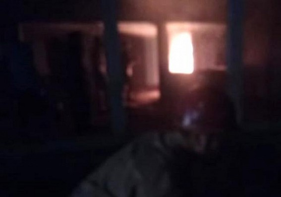 Miscreants set fire in Ramani Motors TVS Showroom in ONGC Miscreants set fire in Ramani Motors TVS Showroom in ONGC