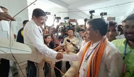 Agartala's winner Rival Party Candidates shook hands after counting was over. TIWN Pic June 26