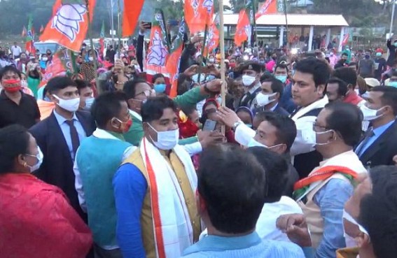 Election-Virus : After Banning Political Gatherings in State, CM Biplab Deb himself Joined Mass Gathering