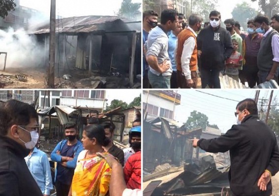 BJP MLA Sudip Roy Barman visited Fire Affected area in Barjala : Demanded Proper Compensation for the Victim Shop-Keepers