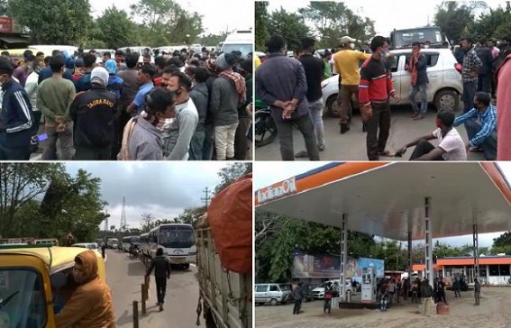 CNG Crisis in Festival Season Continue in Tripura: Vehicles Drivers Blocked National Highway in Bishalgarh : Traffic Movement Paralyzed 