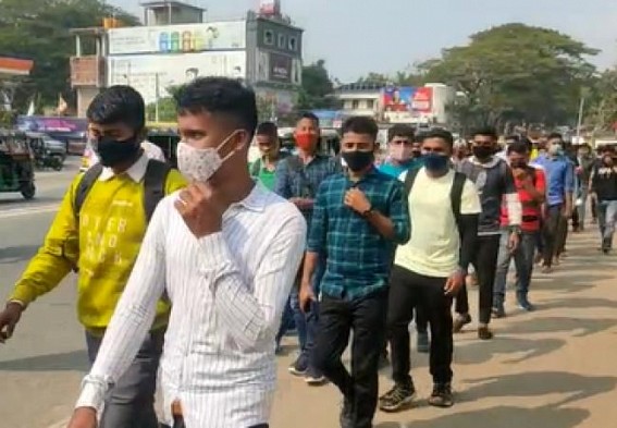 TSR Recruitment : 2021 Batch’s deprived youths staged Protest in Agartala 