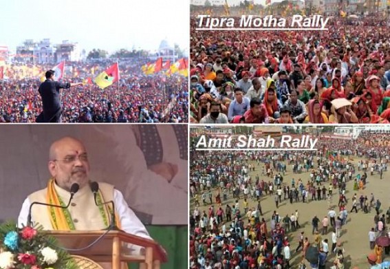 Tipra Motha Chief Pradyot Manikya’s Astabal rally’s massive crowd outnumbers Amit Shah’s 8th March Flop rally : BJP losing public support State-wide, JUMLA promises failing to attract people