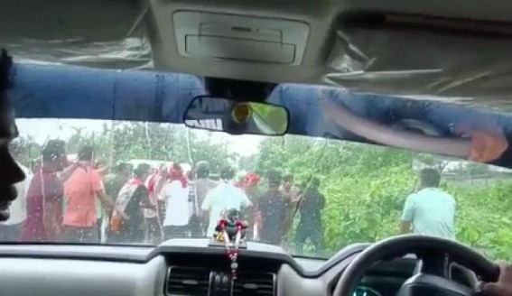 Massive Public Anger against BJP’s Leadership in Poll Bound Tripura: Public Attacked Patal Kanya’s Convoy in Jampuijala after her Convoy allegedly attempted to Run Over the Agitators who were raising ‘Patal Kanya Go Back’ Slogan 