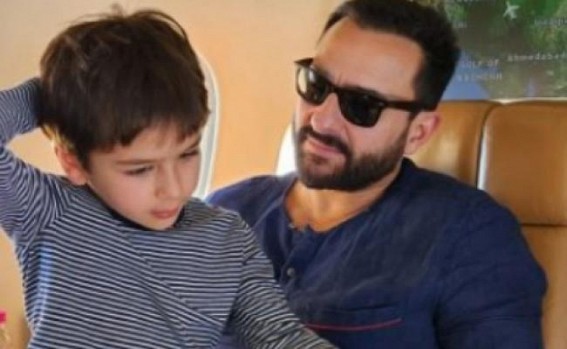 Saif's sister posts pic of nephew Taimur on her brother's lap in a plane
