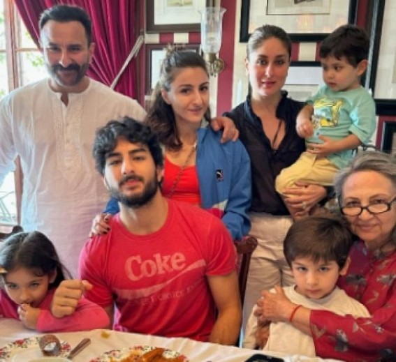 Picture perfect: Kareena, Saif, Soha and kids pose with Sharmila Tagore Picture perfect: Kareena, Saif, Soha and kids pose with Sharmila Tagore