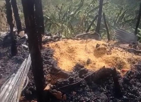 House and a shop of a terminated 10323 teacher burnt into ashes in a devastating fire in Panisagar House and a shop of a terminated 10323 teacher burnt into ashes in a devastating fire in Panisagar