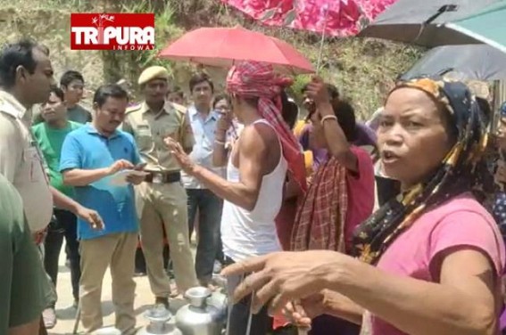 Water Scarcity Hits Lives of Rural Tripura : Agitating Public Blocked Road in Sabroom Water Scarcity Hits Lives of Rural Tripura : Agitating Public Blocked Road in Sabroom