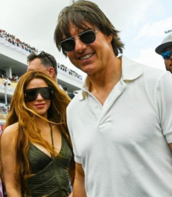 Tom Cruise enjoys conversation with Shakira at Formula One Miami Grand Prix