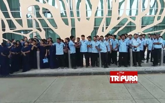 131 housekeeping staff of Agartala MBB Airport including supervisor were suspended for 6 days for Negligence & Arrogancy at Duty Hours : Protest held at Airport Premise