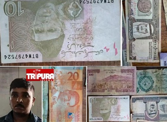 Maharashtra Youth arrested in Tripura with 9 Countries' Currencies including Pakistani Currency, Foreign Driving License, ATMs 