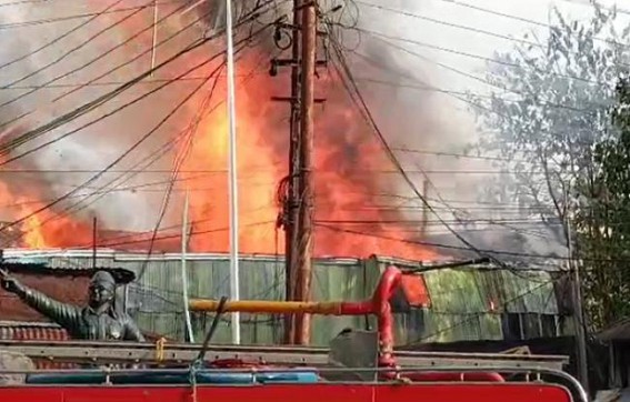 Massive Fire at Teliamura market burnt many shops!