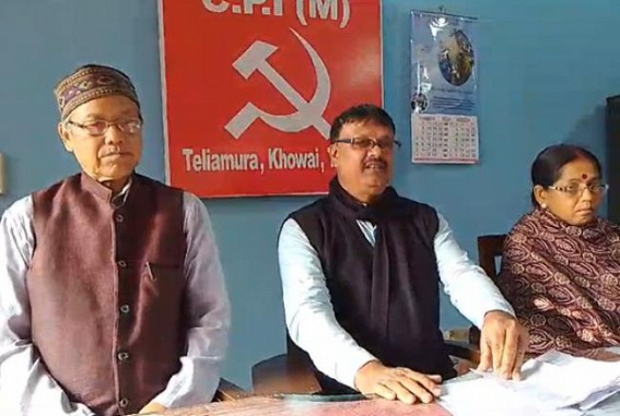 CPI-M slams BJP for blaming CPI-M behind 1996 Khowai massacre : Asked BJP Govt to focus on Jobs and Public issues CPI-M slams BJP for blaming CPI-M behind 1996 Khowai massacre : Asked BJP Govt to focus on Jobs and Public issues