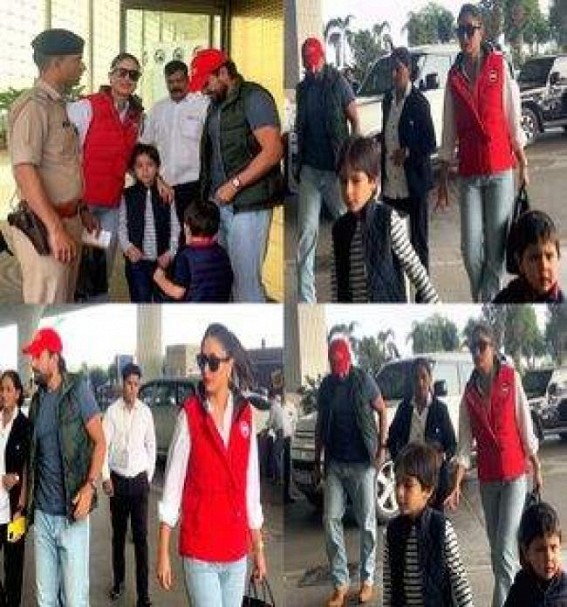 Saif, Kareena jet off for Christmas vacation; Taimur, Jehangir hold hands at airport Saif, Kareena jet off for Christmas vacation; Taimur, Jehangir hold hands at airport