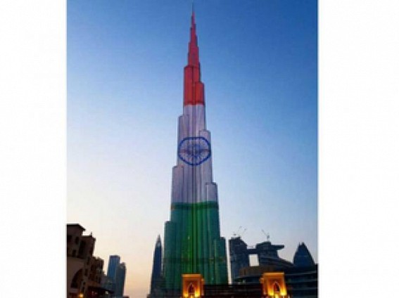 Celebrating PM Modi's visit, Burj Khalifa lit up with Indian Tricolour Celebrating PM Modi's visit, Burj Khalifa lit up with Indian Tricolour