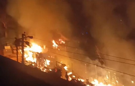 Market burnt in a devastating fire in Longtarai Valley: Over 20 shops burnt into ashes Market burnt in a devastating fire in Longtarai Valley: Over 20 shops burnt into ashes