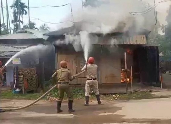 Three shops were affected in a massive fire in Khowai