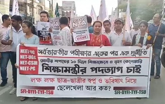 NEET-2024, UGC-NET Scams : SFI, TSU Protested NEET-2024, UGC-NET Scams : SFI, TSU Protested