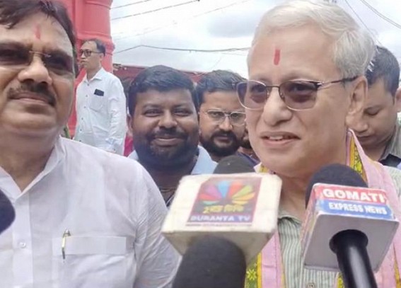 Jishnu Debbarman Visits Matabari Temple Before Swearing-In as Telangana Governor Jishnu Debbarman Visits Matabari Temple Before Swearing-In as Telangana Governor