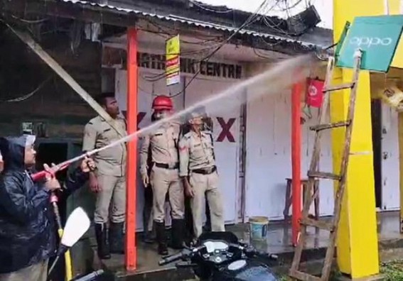 Fire sparked in a shop in Bishalgrah Lalsinghmura Motor Stand Fire sparked in a shop in Bishalgrah Lalsinghmura Motor Stand