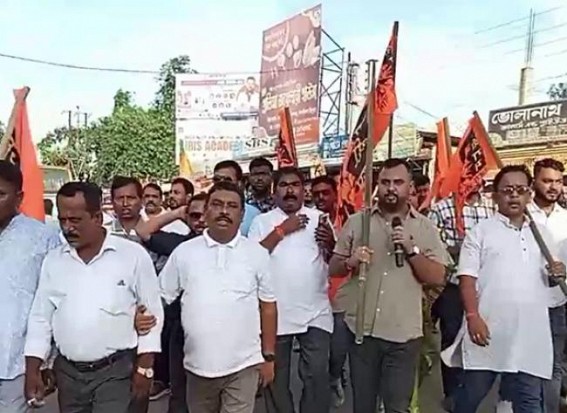 BJP protests in Bishalgarh against CPI-M leader Shankar Prasad Datta’s remarks BJP protests in Bishalgarh against CPI-M leader Shankar Prasad Datta’s remarks